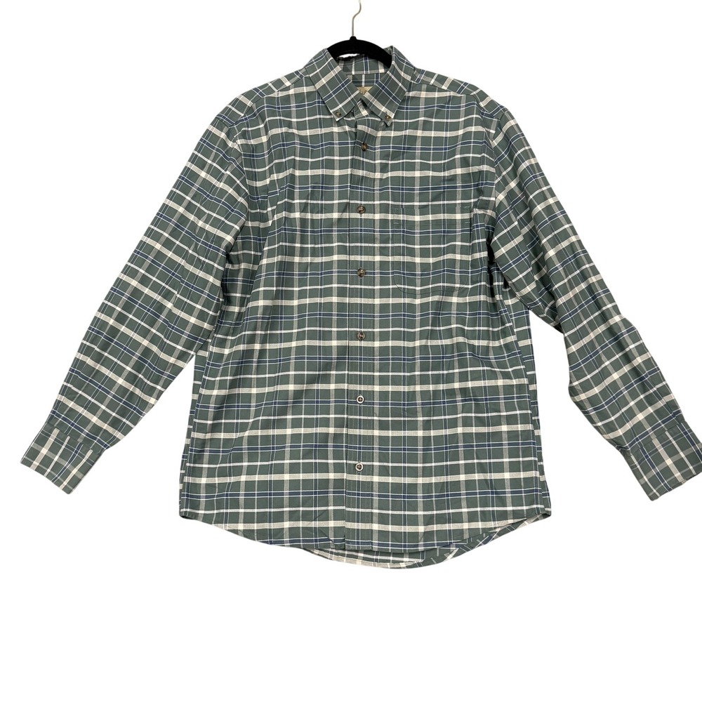Cabela's Outfitter Series Shirt Mens Medium Green Plaid‎ Button Down Long Sleeve